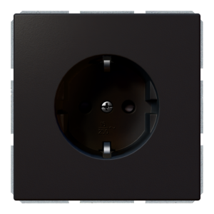 Розетка SCHUKO® 16A со шторками - FD (черный матовый - soft touch)