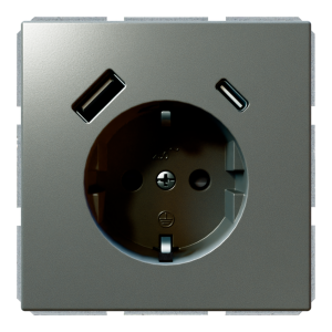 Розетка SCHUKO® с зарядным USB-интерфейсом 25Вт (A+C) - FD (никель)