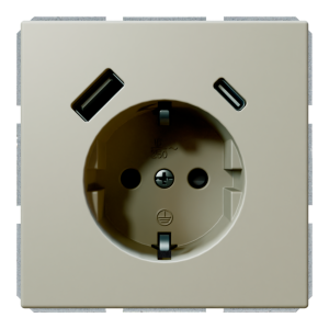 Розетка SCHUKO® с зарядным USB-интерфейсом 25Вт (A+C) - FD (тауп матовый - soft touch)