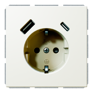 Розетка SCHUKO® с зарядным USB-интерфейсом 25Вт (A+C) - FD (белый матовый - soft touch)