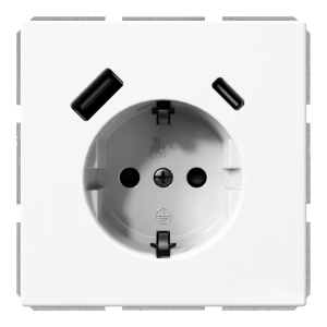 Розетка SCHUKO® с зарядным USB-интерфейсом 25Вт (A+C) - FD (белый глянцевый)