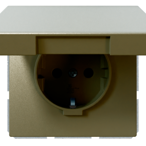 Розетка SCHUKO® 16A с крышкой и со шторками - FD (бронза)