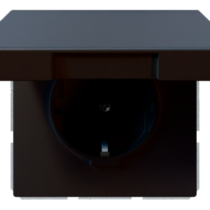 Розетка SCHUKO® 16A с крышкой и со шторками - FD (черный матовый - soft touch)