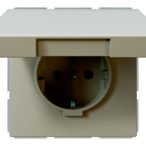 Розетка SCHUKO® 16A с крышкой и со шторками - FD (тауп матовый - soft touch)