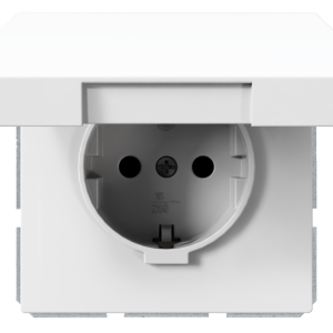 Розетка SCHUKO® 16A с крышкой и со шторками - FD (белый глянцевый)