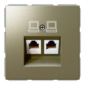 Розетка двойная компьютерная RJ45 cat 5 с накладкой - FD (бронза)