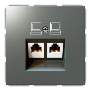 Розетка двойная компьютерная RJ45 cat 5 с накладкой - FD (никель)