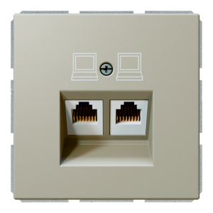 Розетка двойная компьютерная RJ45 cat 6 с накладкой - FD (тауп матовый - soft touch)