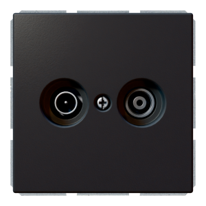 Розетка TV-FM проходная с накладкой - FD (черный матовый - soft touch)