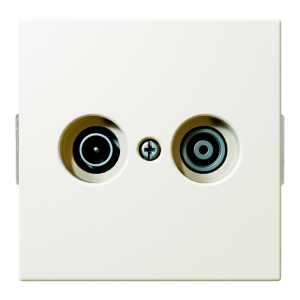 Розетка TV-FM проходная с накладкой - FD (белый матовый - soft touch)