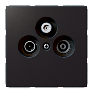 Розетка TV-FM-SAT проходная с накладкой - FD (черный матовый - soft touch)