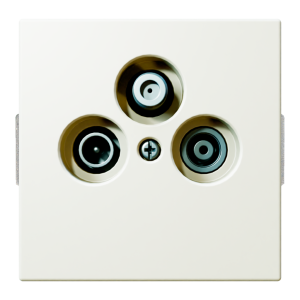 Розетка TV-FM-SAT проходная с накладкой - FD (белый матовый - soft touch)