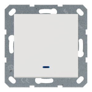 Выключатель 1-клавишный 10A с LED-подсветкой с клавишей - G (белый глянцевый)