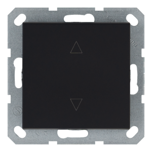 Кнопка 1-клавишная 10A в нейтральном положении, для штор с клавишей - G (черный матовый - soft touch)