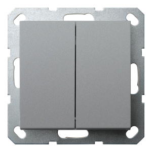 Выключатель 2-клавишный 10A проходной с клавишами - G (алюминий - титан)