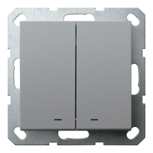 Выключатель 2-клавишный 10A с LED-подсветкой с клавишами - G (алюминий - титан)