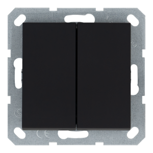Звонковый механизм 2-клавишный 10A проходной с клавишей - G (черный матовый - soft touch)