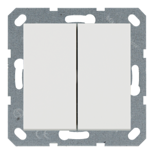 Выключатель 2-клавишный 10A с клавишами - G (белый глянцевый)