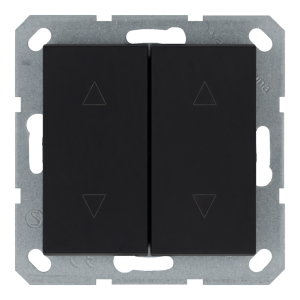 Кнопка 2-клавишная 10A в нейтральном положении, для штор с клавишей - G (черный матовый - soft touch)