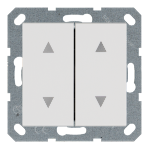 Кнопка 2-клавишная 10A в нейтральном положении, для штор с клавишей - G (белый глянцевый)