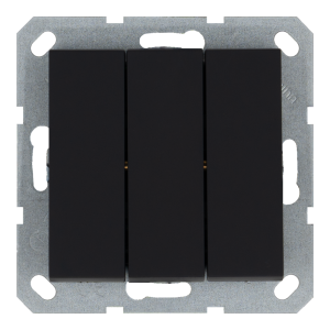 Выключатель 3-клавишный 10A с клавишей - G (черный матовый - soft touch)