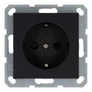 Розетка SCHUKO® 16A со шторками - G (черный матовый - soft touch)