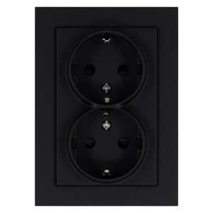 Розетка SCHUKO® 16A двойная со шторками - G (черный матовый - soft touch)