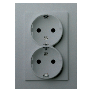 Розетка SCHUKO® 16A двойная со шторками - G (алюминий - титан)