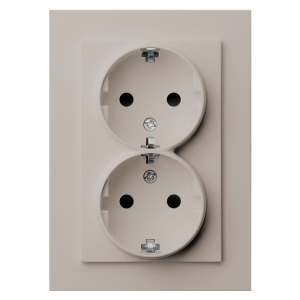 Розетка SCHUKO® 16A двойная со шторками - G (слоновая кость)