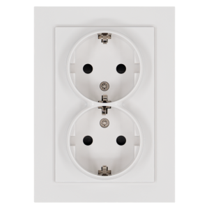 Розетка SCHUKO® 16A двойная со шторками - G (белый глянцевый)