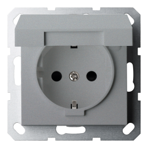 Розетка SCHUKO® 16A с крышкой и со шторками - G (алюминий - титан)