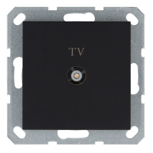 Розетка TV проходная с накладкой - G (черный матовый - soft touch)