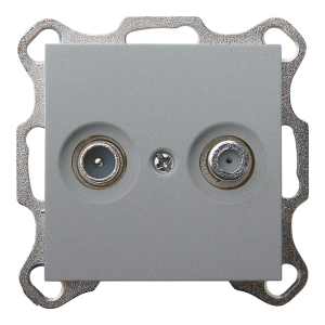 Розетка TV-FM проходная с накладкой - G (алюминий - титан)