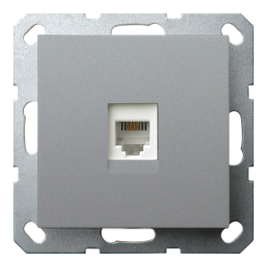 Розетка одинарная компьютерная RJ45 cat 5 с накладкой - G (алюминий - титан)