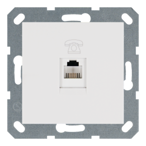 Розетка одинарная телефонная RJ11 с накладкой - G (белый глянцевый)