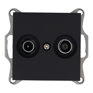 Розетка TV-FM оконечная с накладкой - G (черный матовый - soft touch)