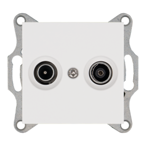 Розетка TV-FM оконечная с накладкой - G (белый глянцевый)