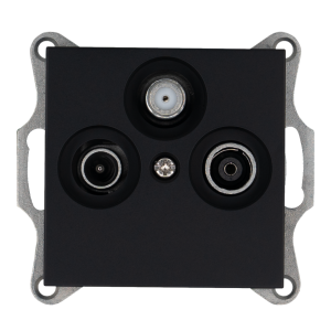 Розетка TV-FM-SAT проходная с накладкой - G (черный матовый - soft touch)