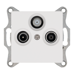 Розетка TV-FM-SAT проходная с накладкой - G (белый глянцевый)