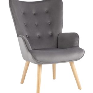 Кресло Хью велюр серый
