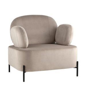 Кресло Кэнди с подлокотниками велюр серо-бежевый