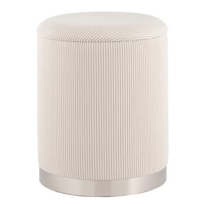 Пуф Эмили с ящиком серебро вельвет молочный