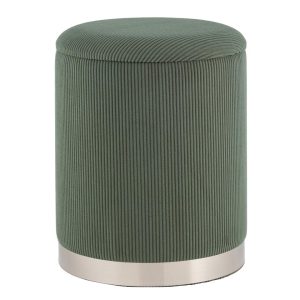 Пуф Эмили с ящиком серебро вельвет зелёный