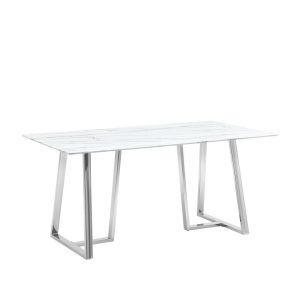 Стол обеденный Даллас 160*90 белый стеклянный