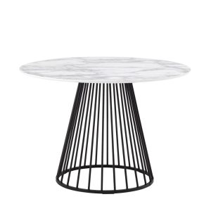 Стол обеденный Ливерпуль 110*110 белый мрамор черная ножка