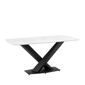 Стол обеденный Belle 160х90 белый мрамор