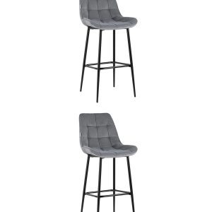 Стул барный Флекс велюр серый 2 шт