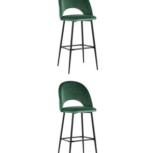 Стул барный Меган велюр зеленый 2 шт