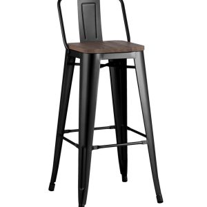 Стул барный TOLIX WOOD со спинкой черный глянцевый