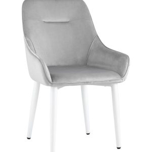 Стул Диана велюр серый ножки белые